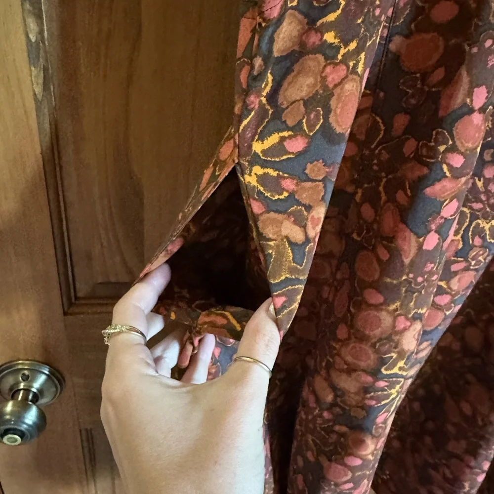 Toad&Co Brown and Auburn Floral petal Dress size large - Picture 8 of 8